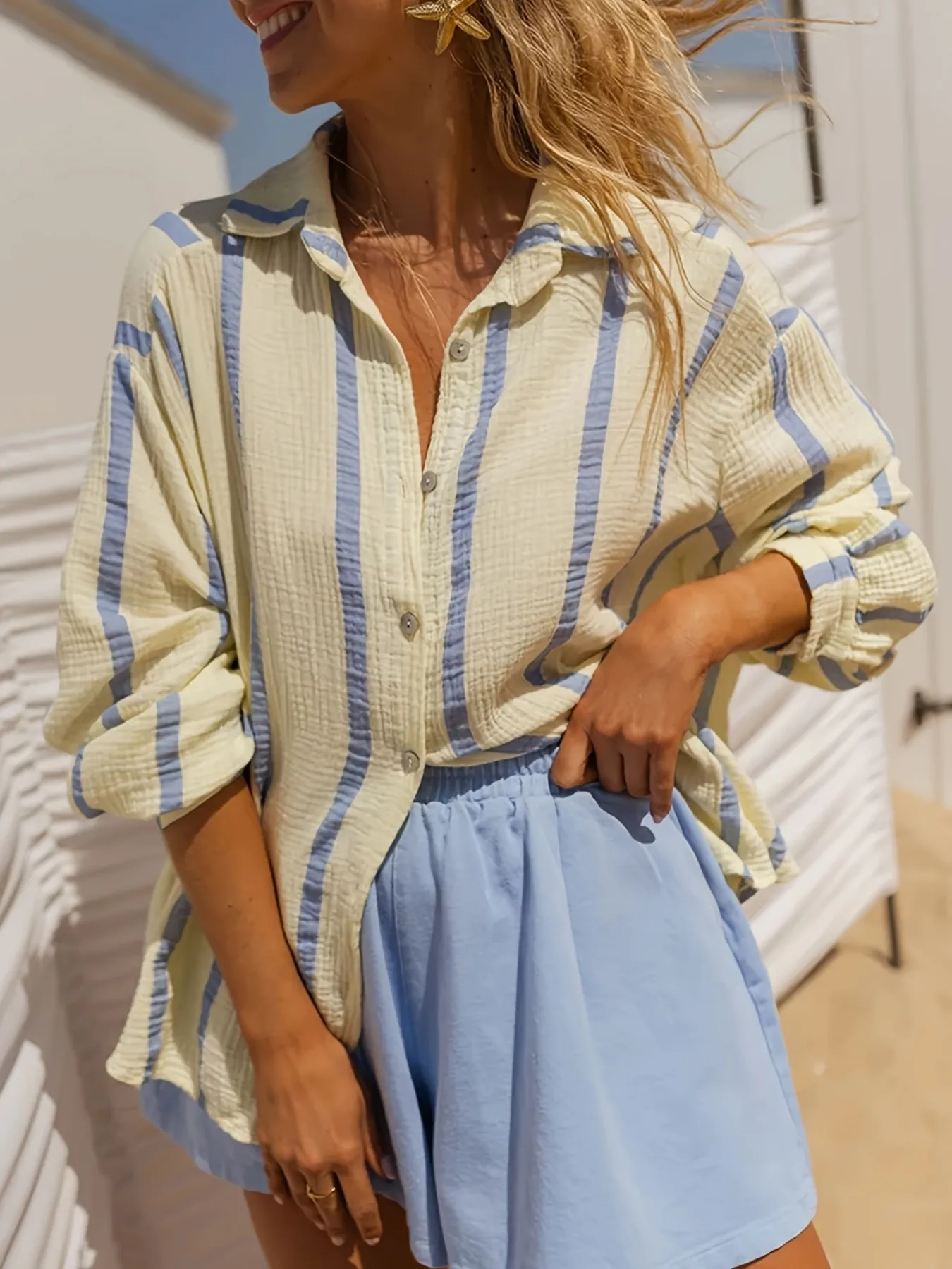 Striped Button Up Long Sleeve Shirt - Image 2