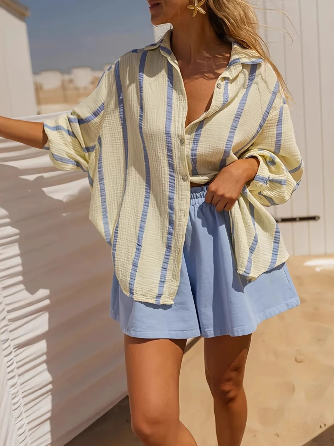 Striped Button Up Long Sleeve Shirt - Image 4