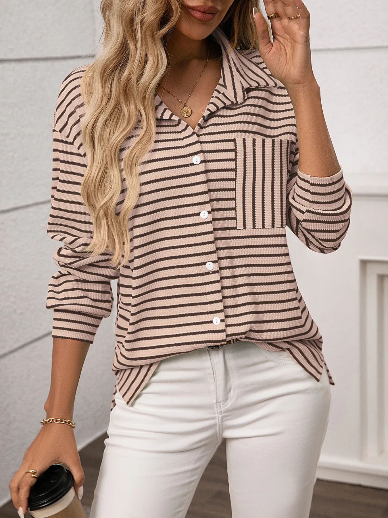 Striped Button Up Long Sleeve Shirt - Image 20