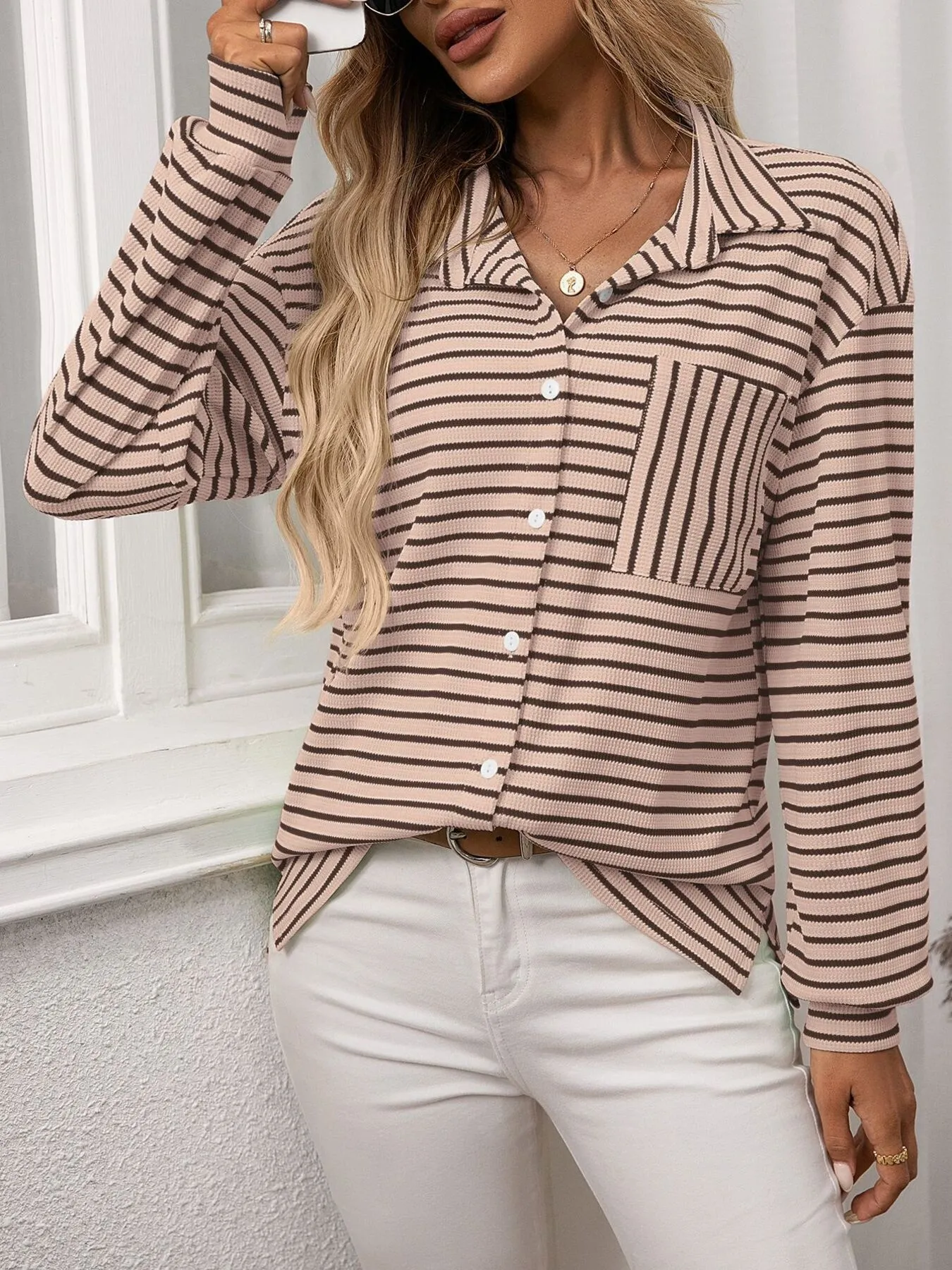 Striped Button Up Long Sleeve Shirt - Image 21