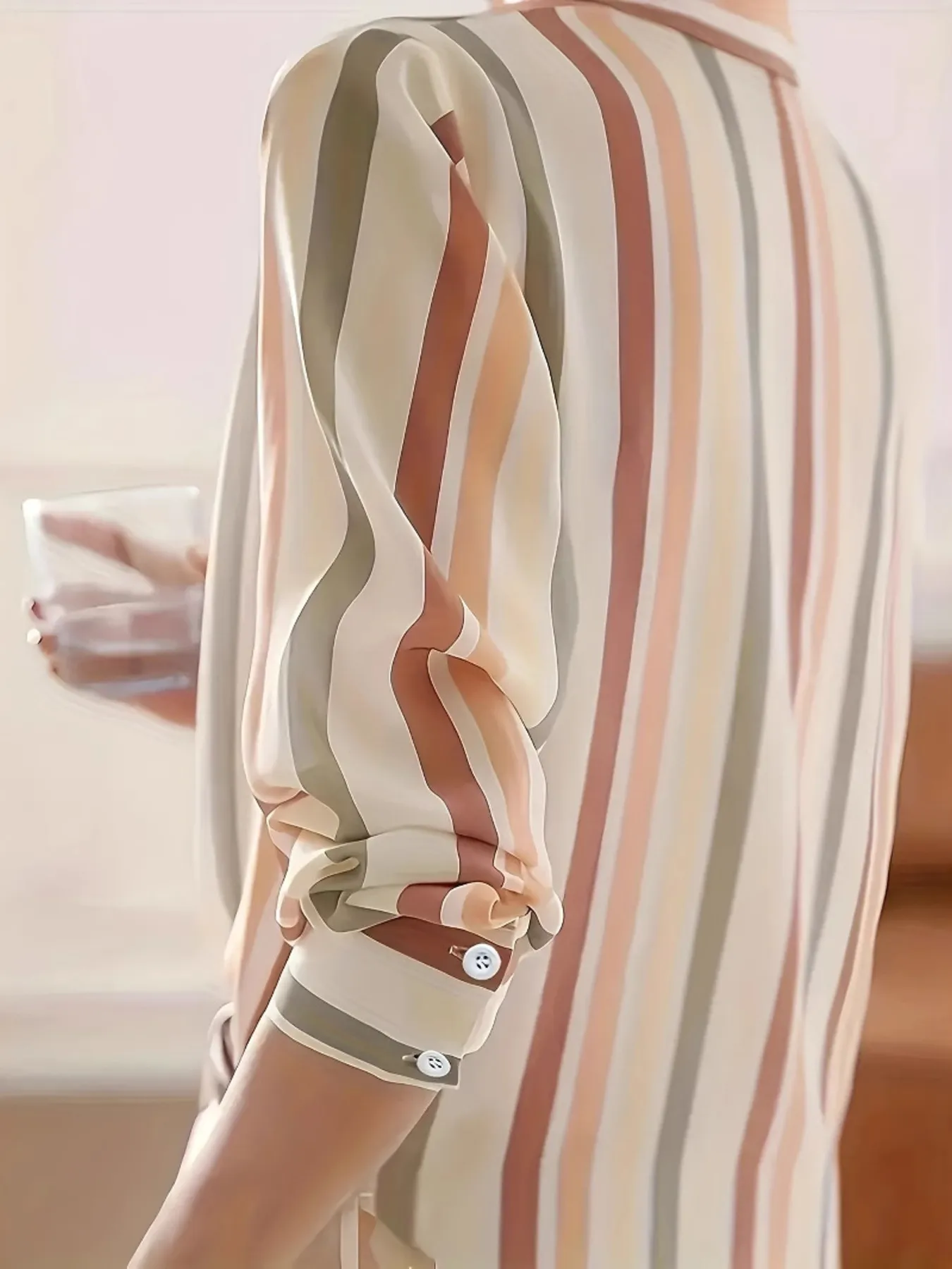 Striped Button-Up Long Sleeve Shirt - Image 5