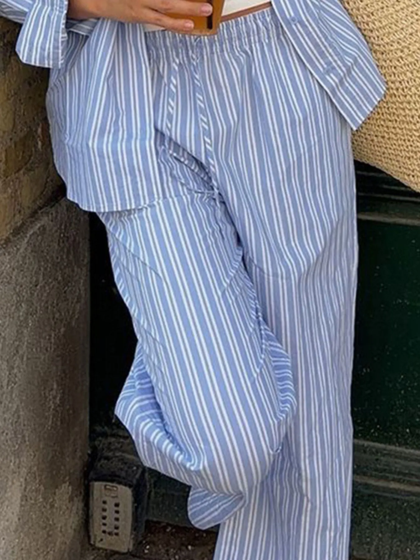 Striped Button Up Shirt and Pants Set - Image 2