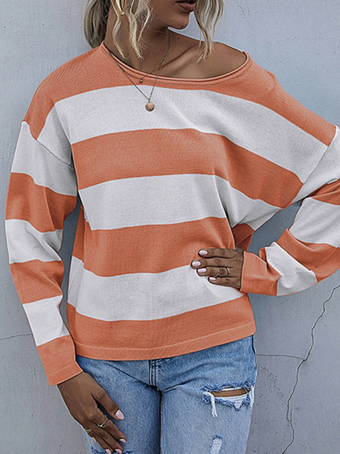 Striped Casual Long Sleeve Knit Top - Image 15