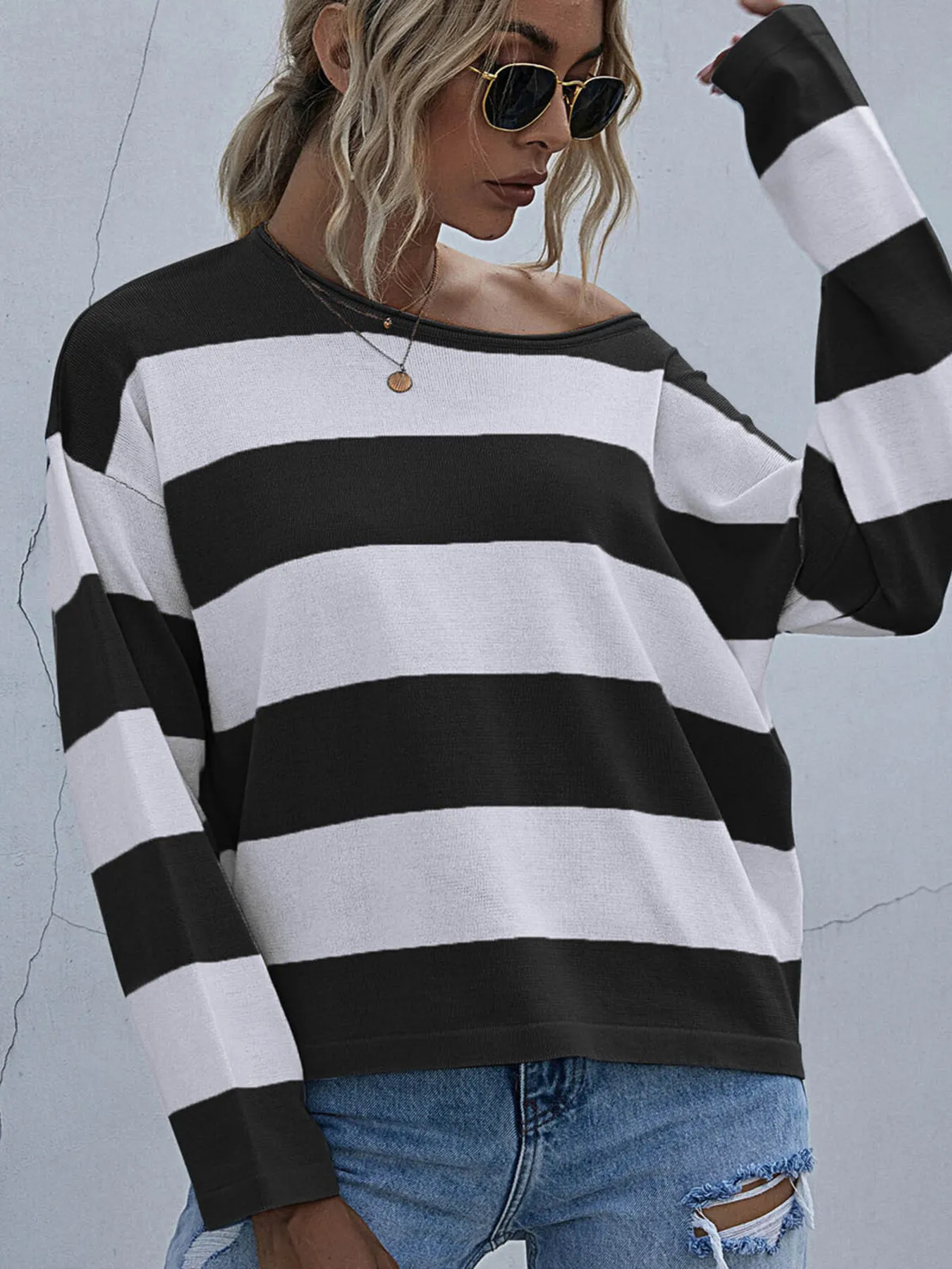 Striped Casual Long Sleeve Knit Top - Image 6