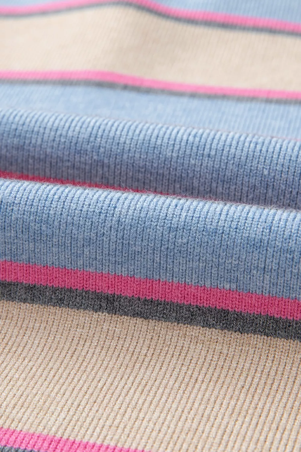 Striped Color Block Johnny Collar Sweater - Image 9