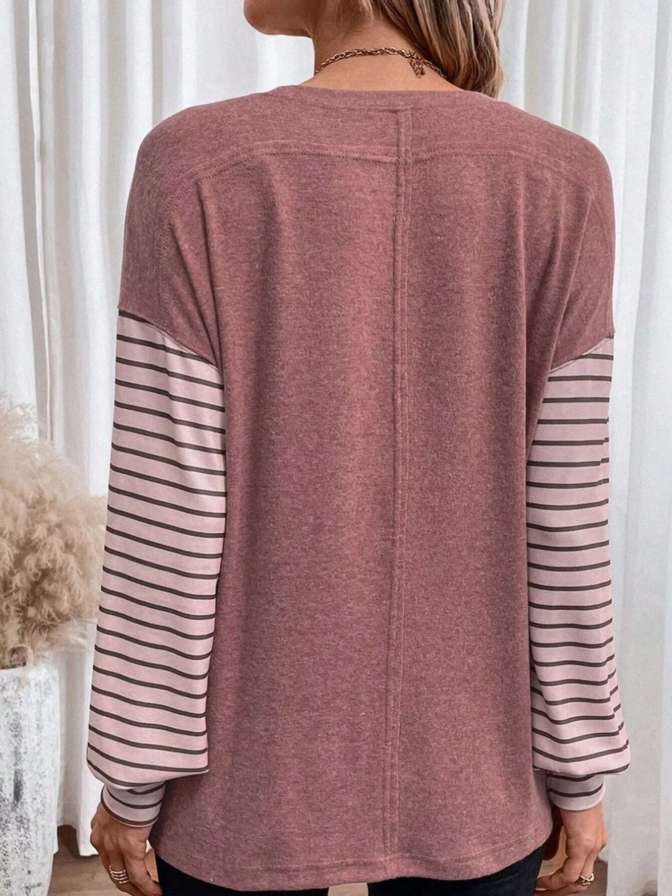 Striped Color Block Long Sleeve T-Shirt - Image 14