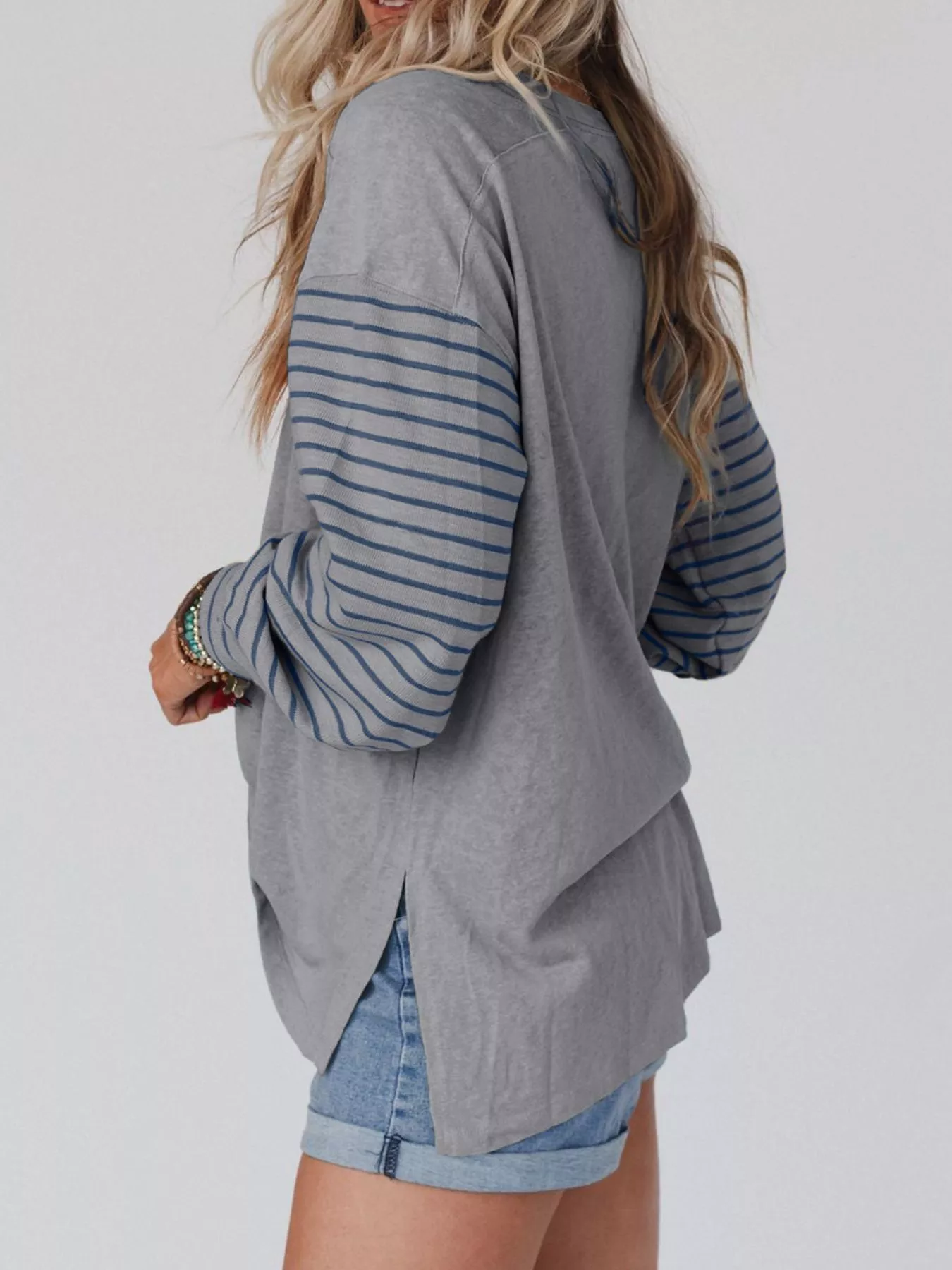 Striped Color Block Long Sleeve T-Shirt - Image 20