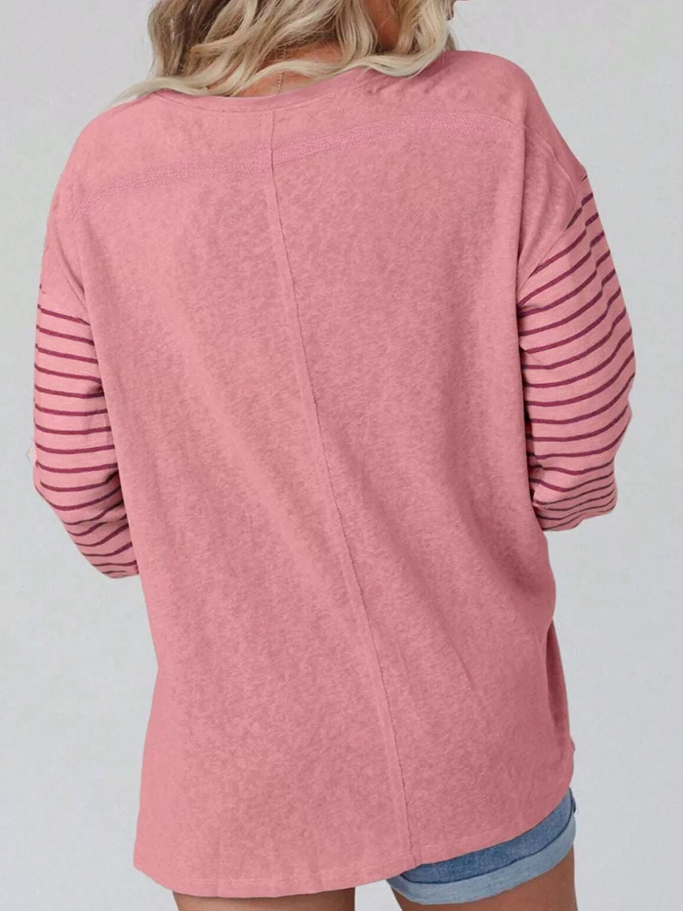 Striped Color Block Long Sleeve T-Shirt - Image 6