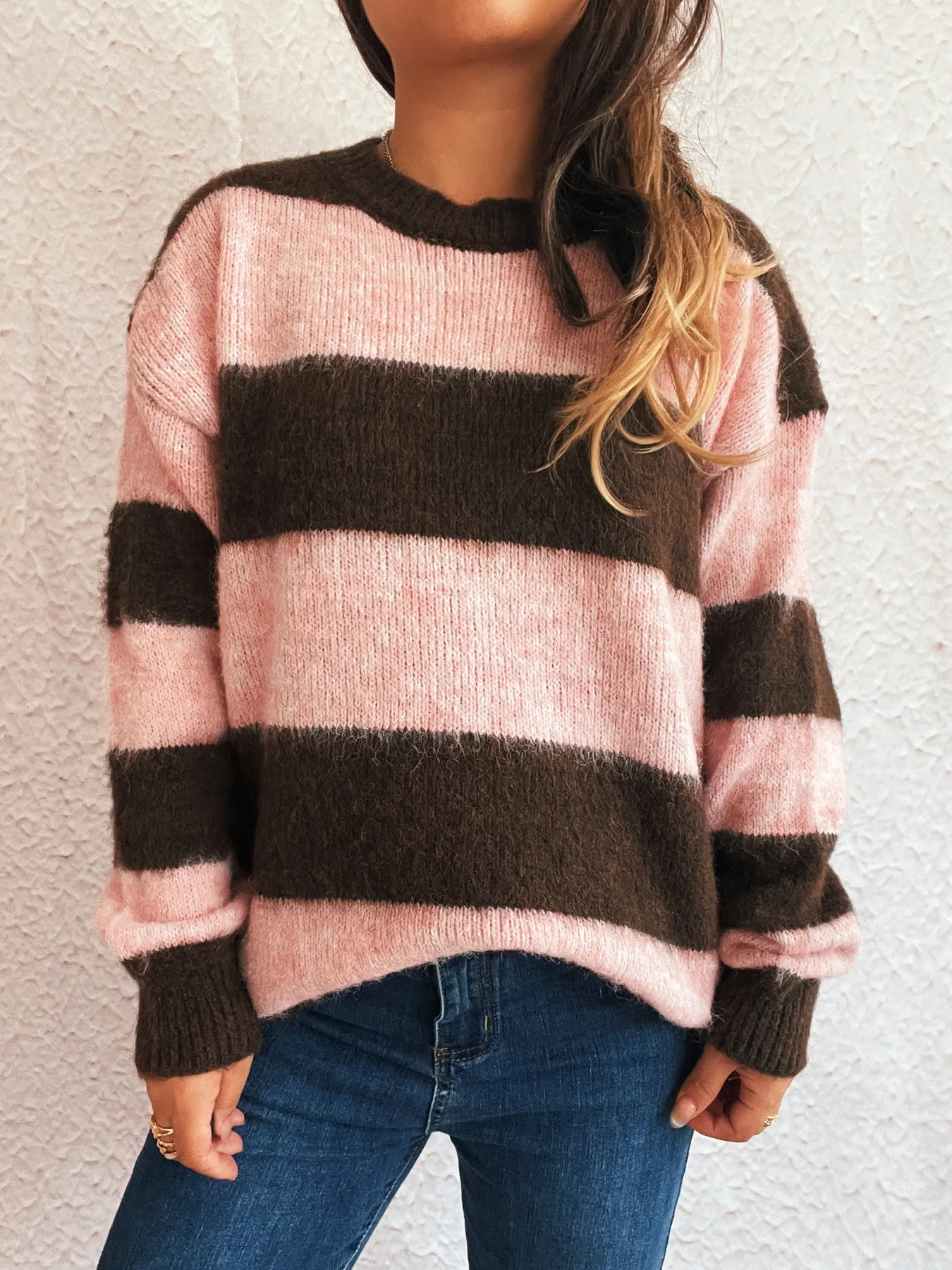 Striped Contrast Long Sleeve Sweater - Image 9