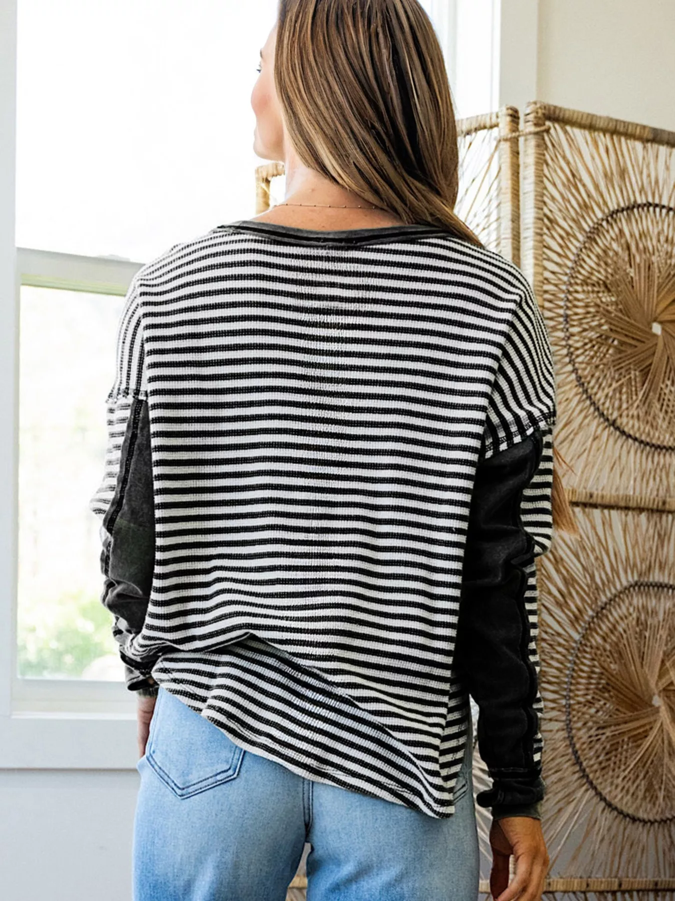 Striped Drop Shoulder Casual Top - Image 2