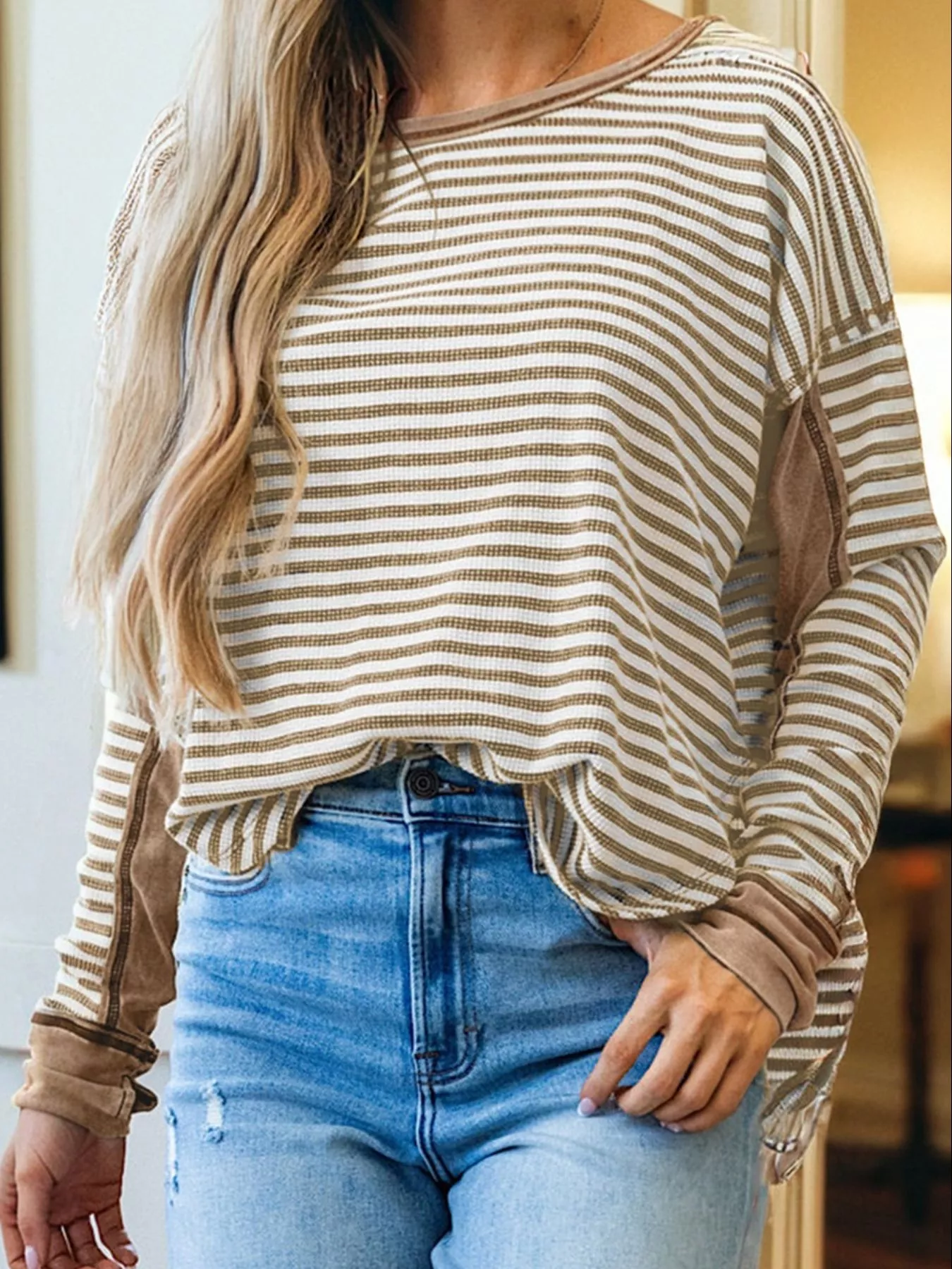 Striped Drop Shoulder Casual Top - Image 6
