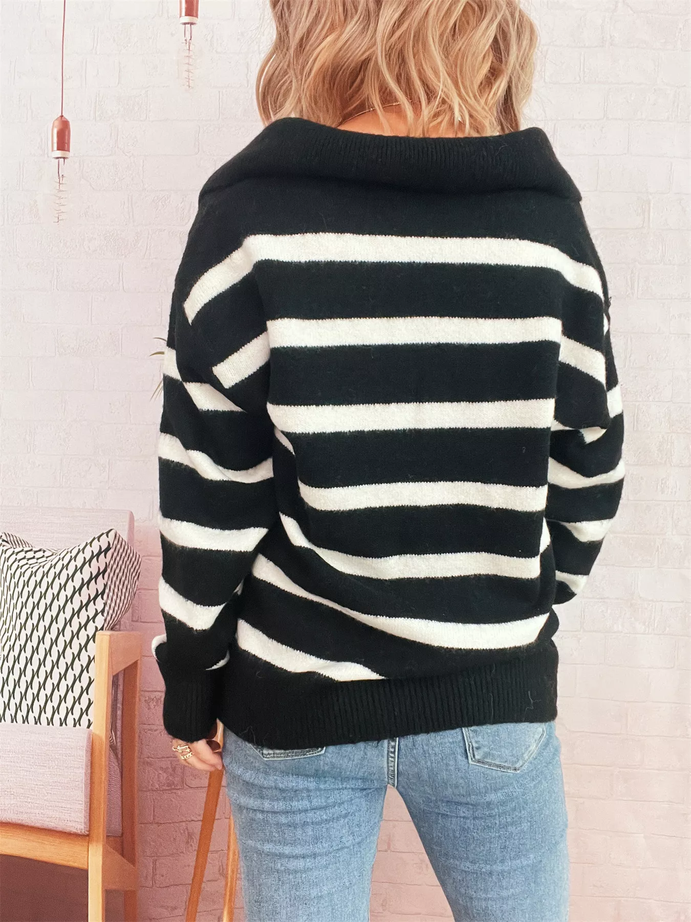 Striped Dropped Shoulder Sweater - Image 10