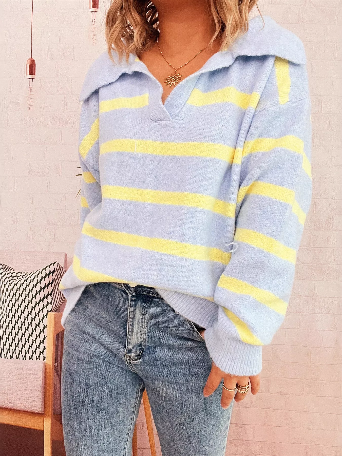 Striped Dropped Shoulder Sweater - Image 12