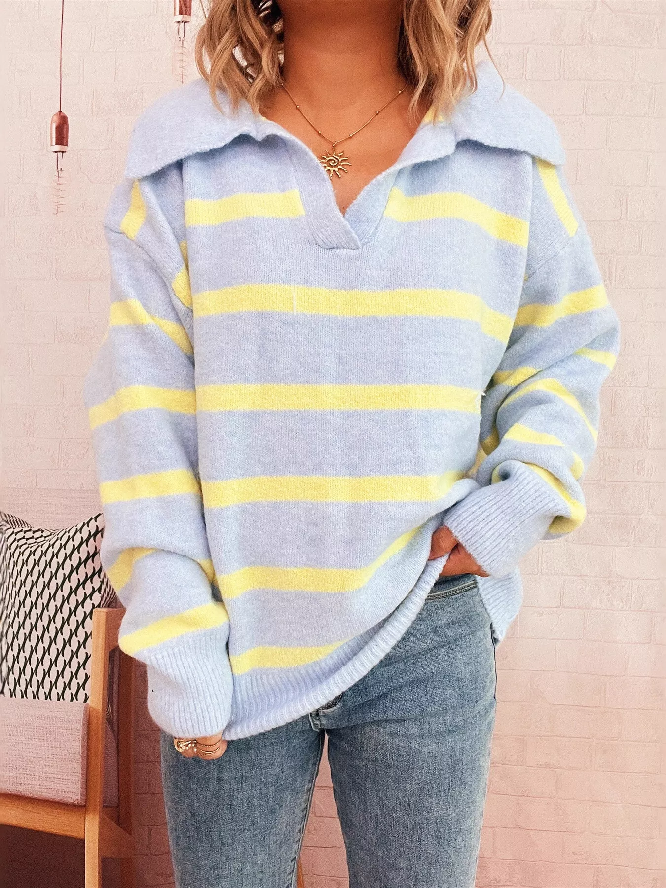 Striped Dropped Shoulder Sweater - Image 13