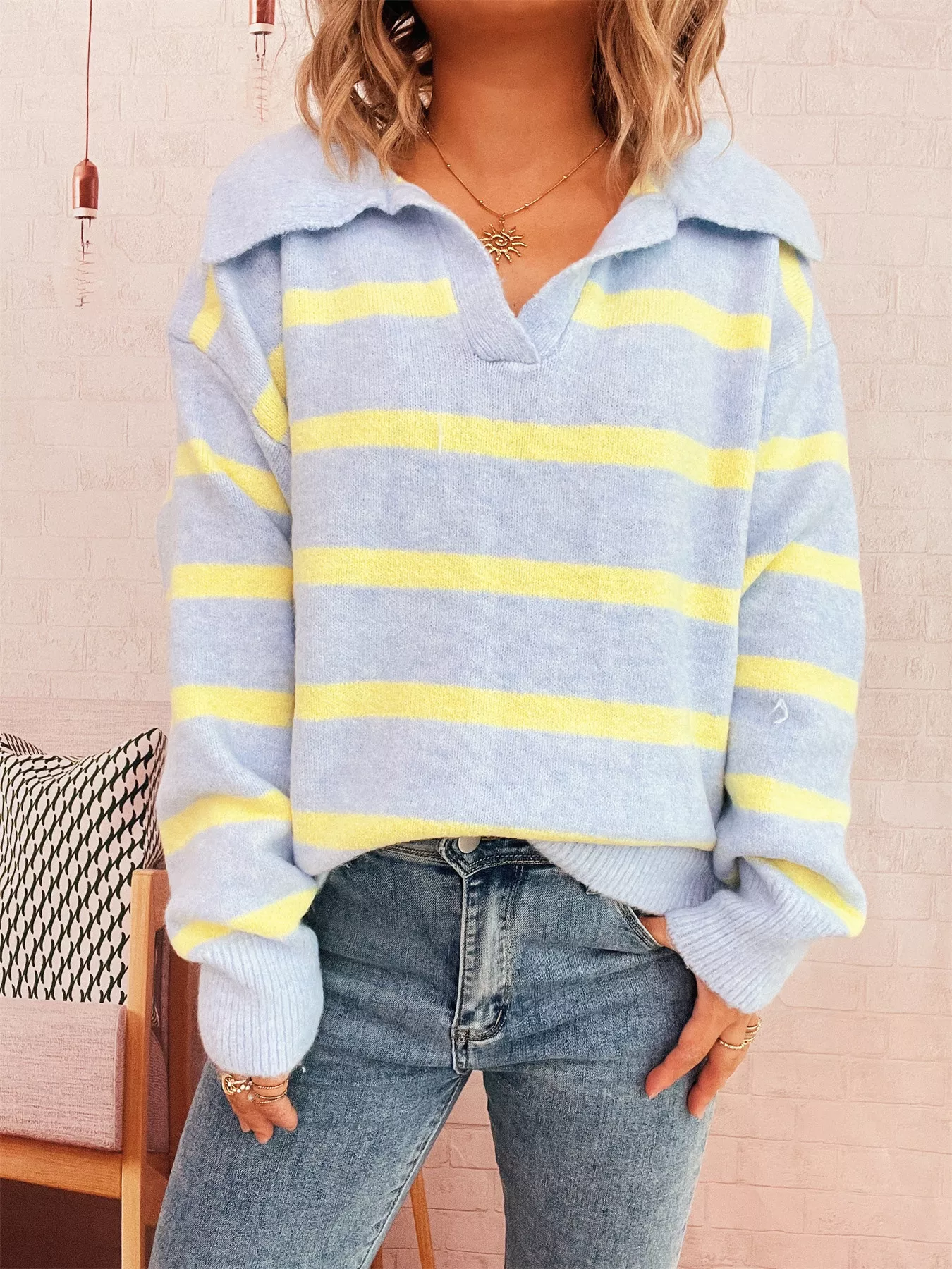 Striped Dropped Shoulder Sweater - Image 14