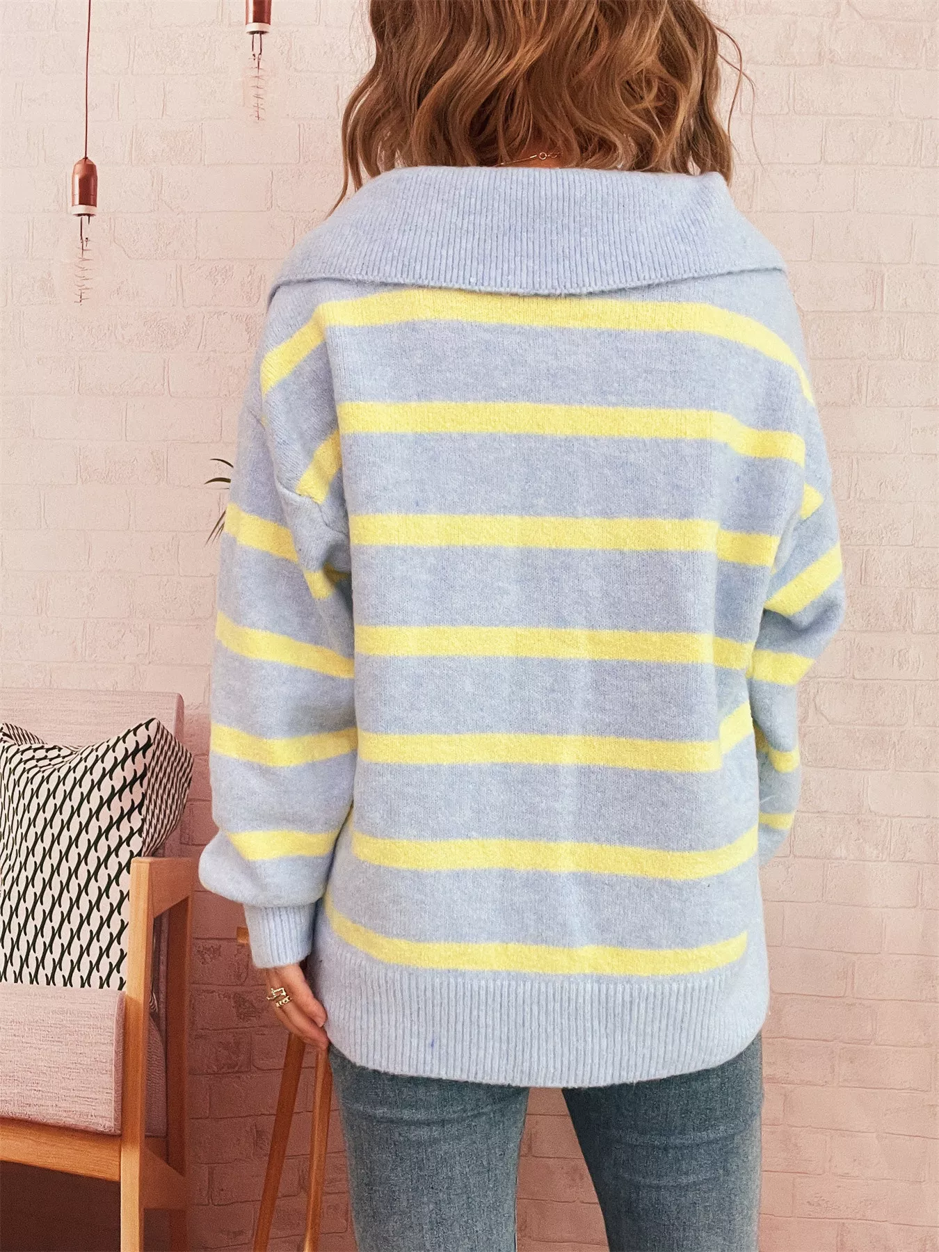 Striped Dropped Shoulder Sweater - Image 15
