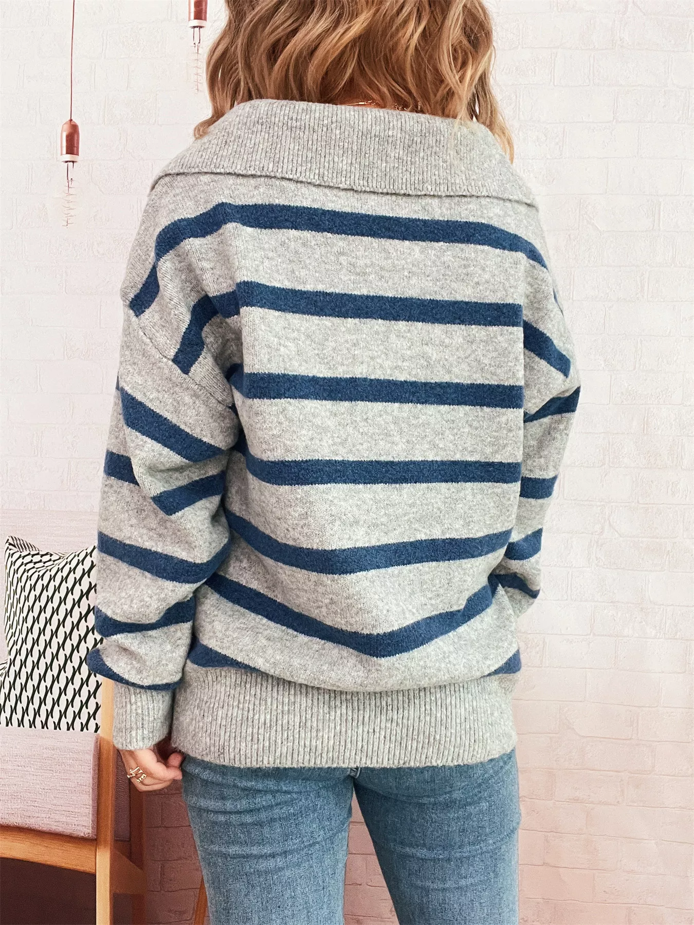 Striped Dropped Shoulder Sweater - Image 4