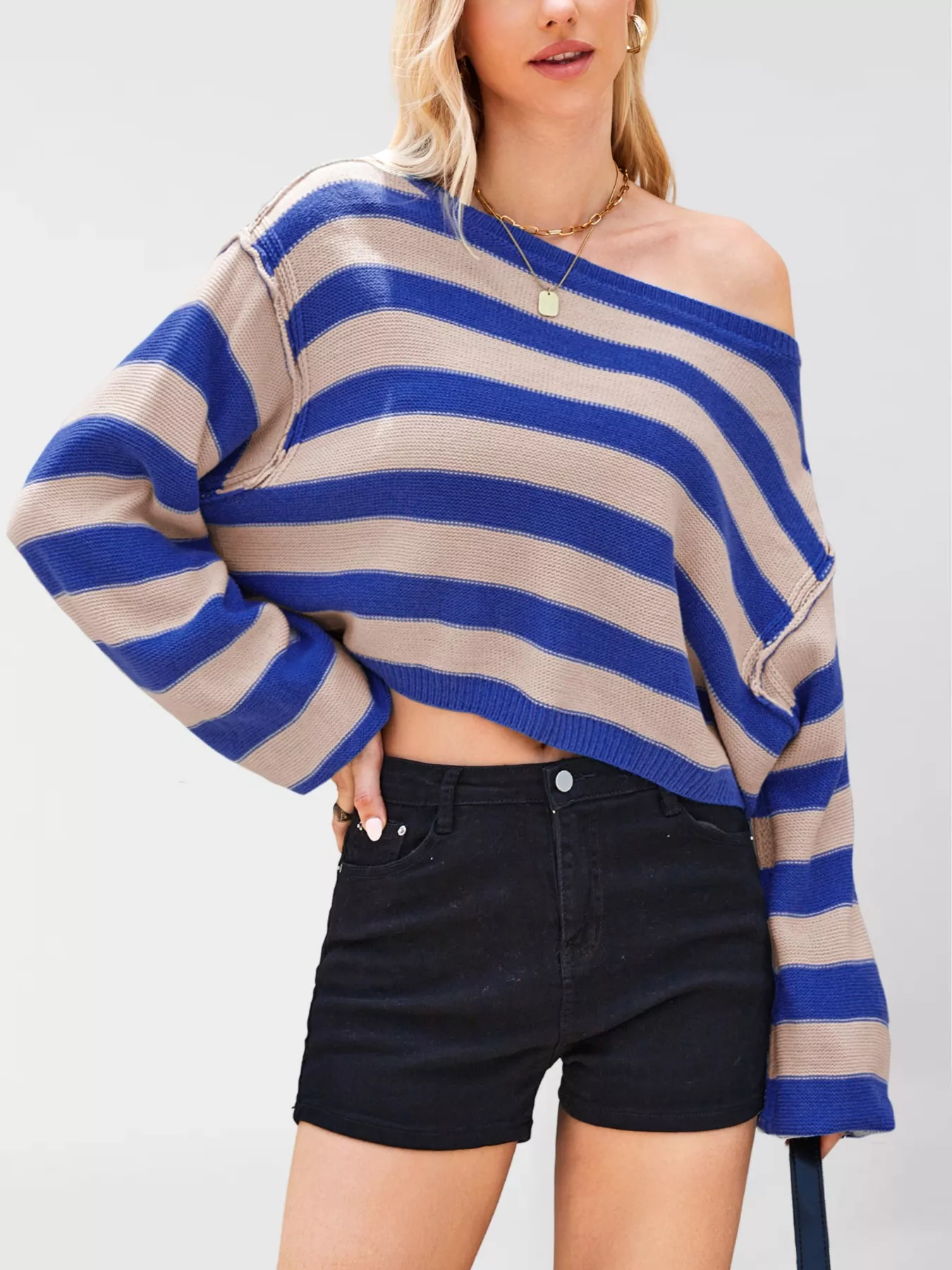 Striped Dropped Shoulder Sweater - Image 4