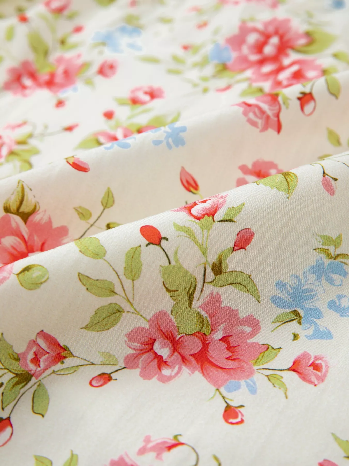 Striped Edge 3/4 Puff Sleeve Floral Dress - Image 10