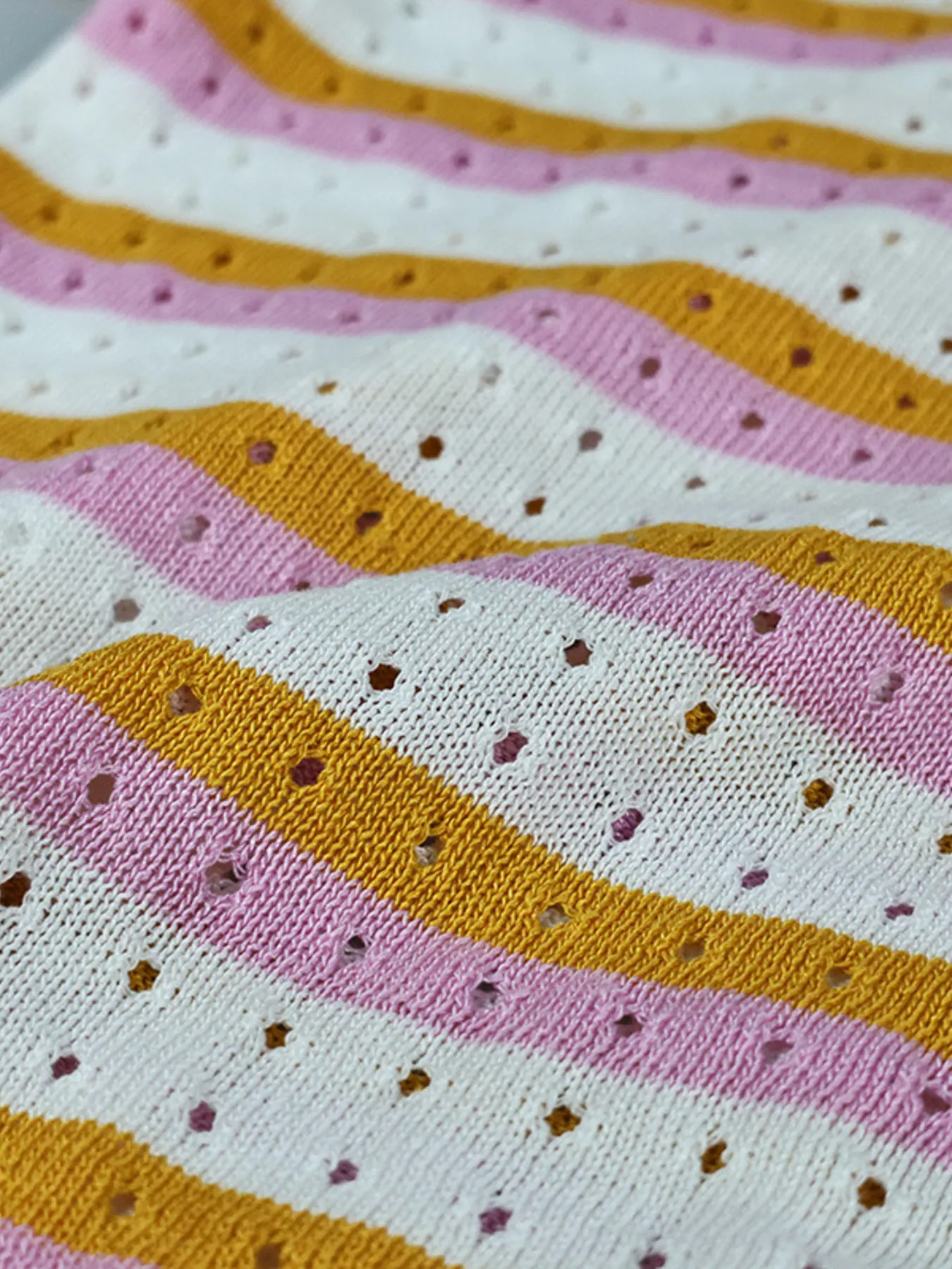 Striped Eyelet Button Up Shirt and Shorts Set - Image 13