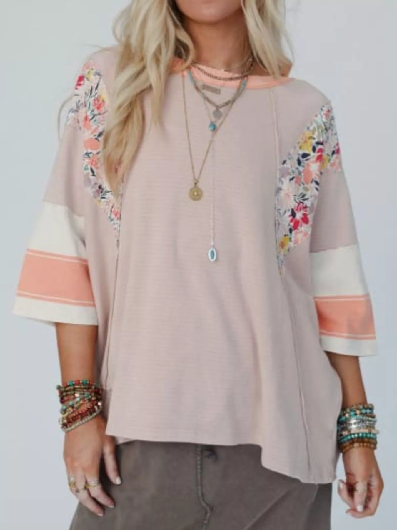 Striped Floral Long Sleeve T-Shirt - Image 21