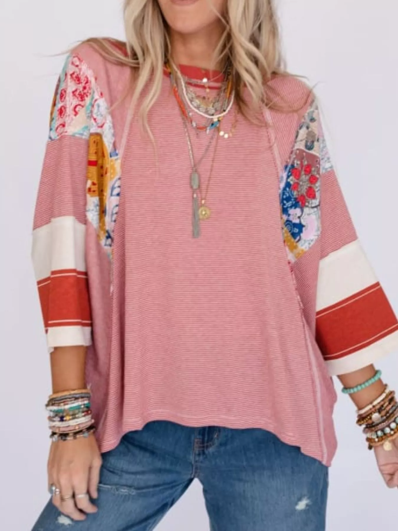 Striped Floral Long Sleeve T-Shirt - Image 26