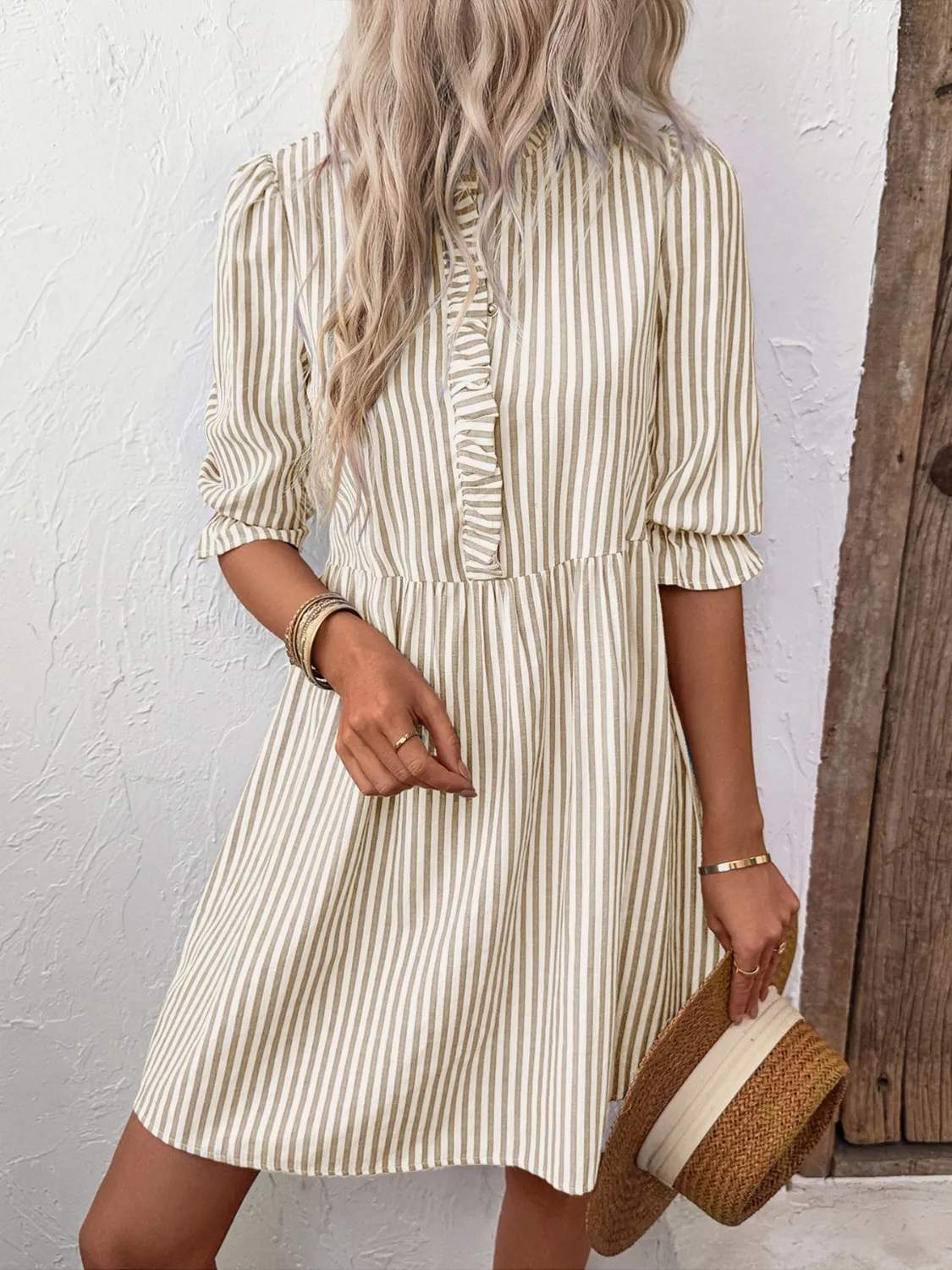 Striped Half Sleeve Dress - Image 5