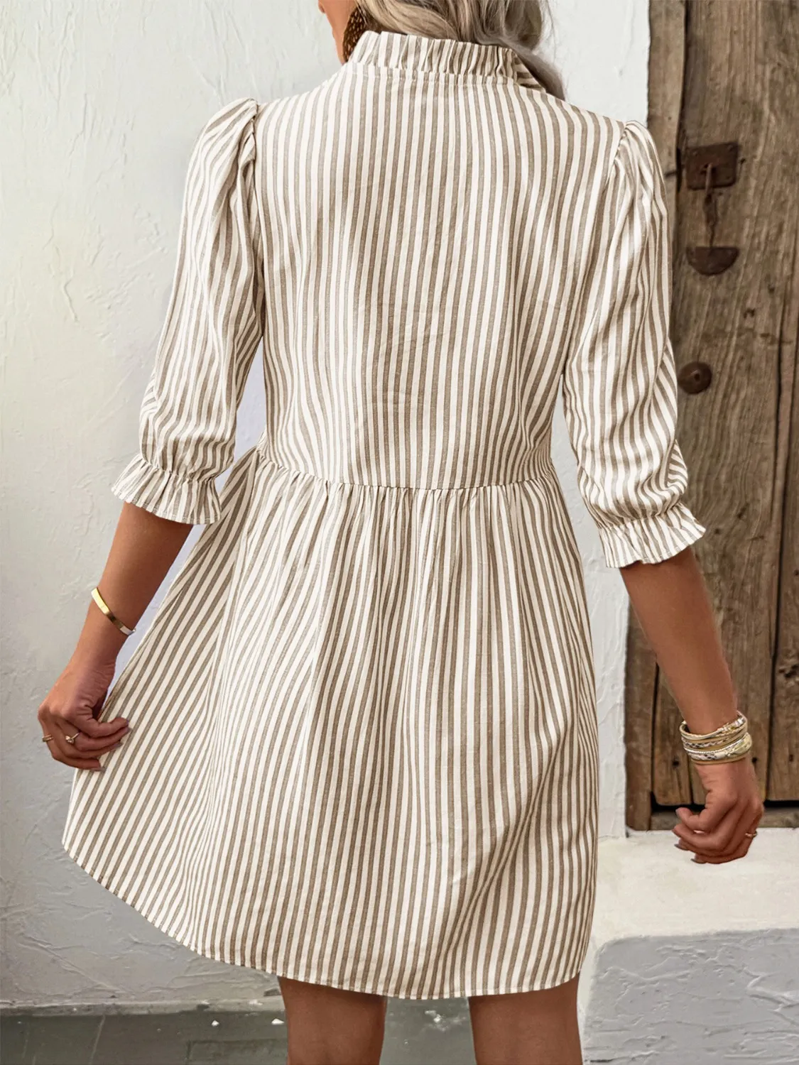 Striped Half Sleeve Dress - Image 6