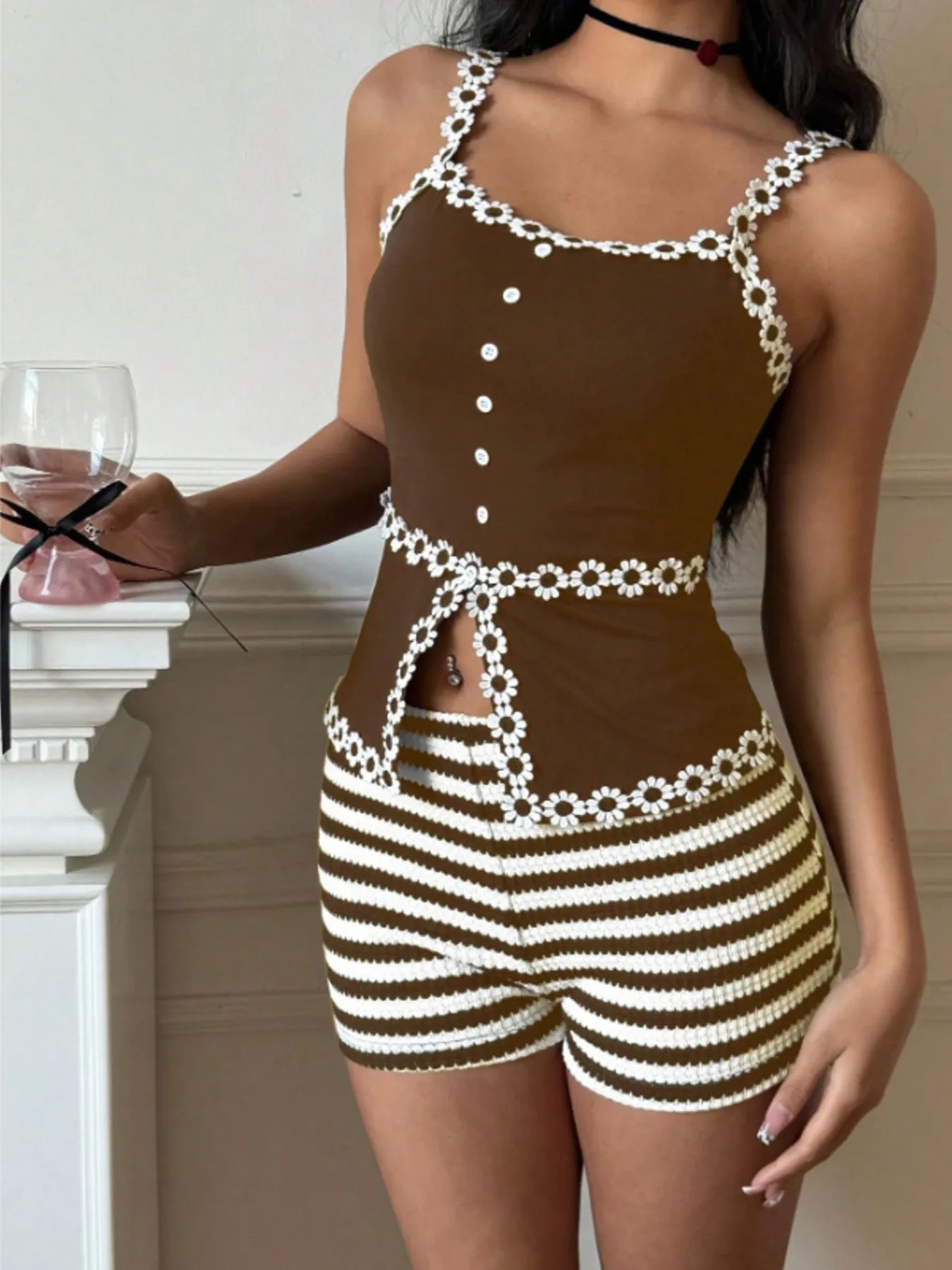 Striped High Waist Knit Shorts - Image 9