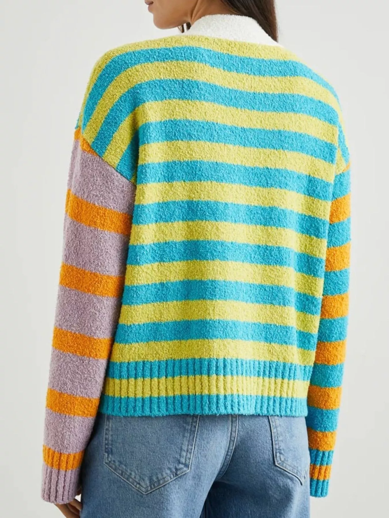 Striped Knit Button-Down Cardigan - Image 3
