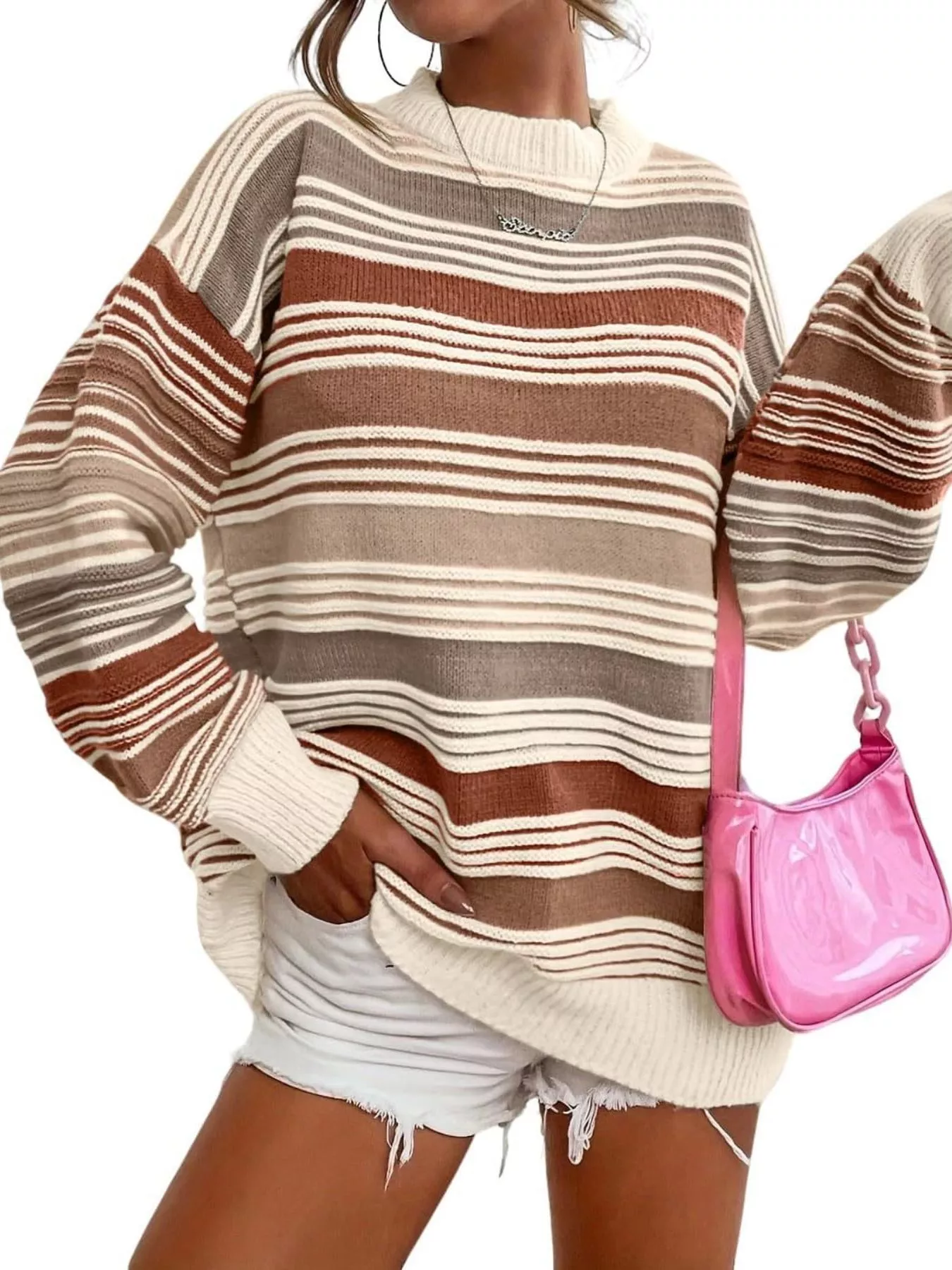 Striped Knit Long Sleeve Sweater - Image 16