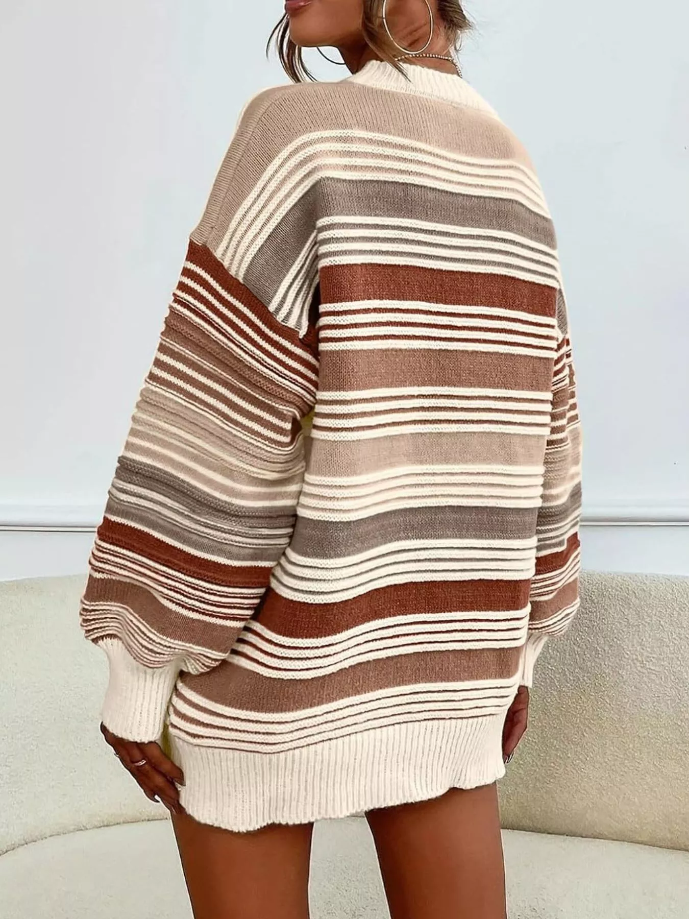 Striped Knit Long Sleeve Sweater - Image 19