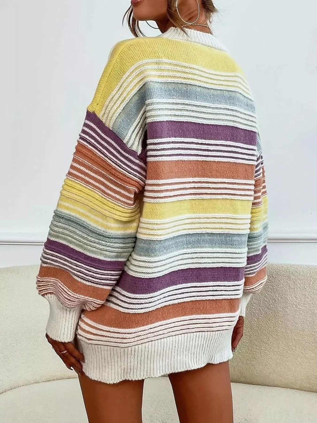 Striped Knit Long Sleeve Sweater - Image 2