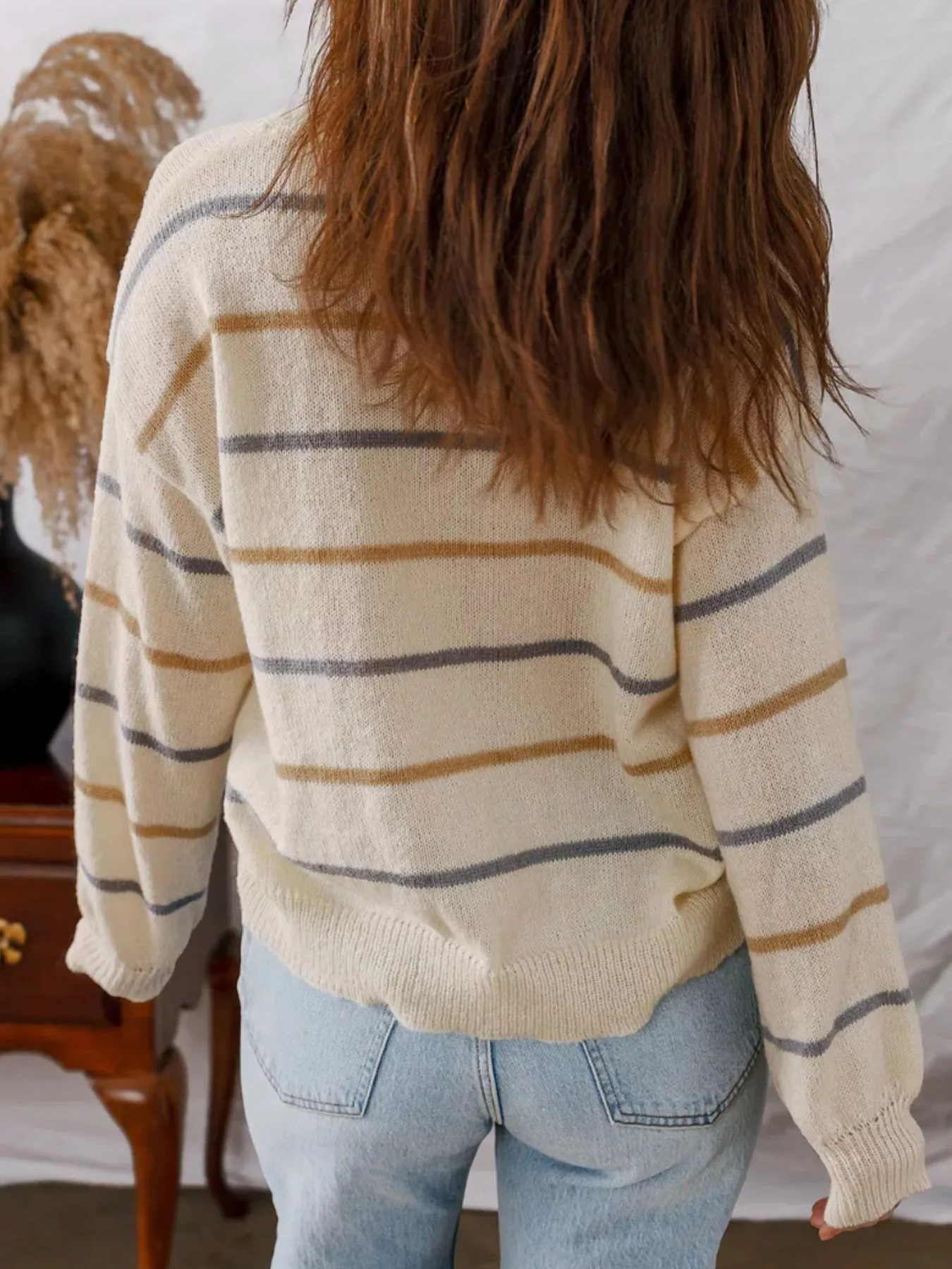 Striped Knit Round Neck Sweater - Image 4