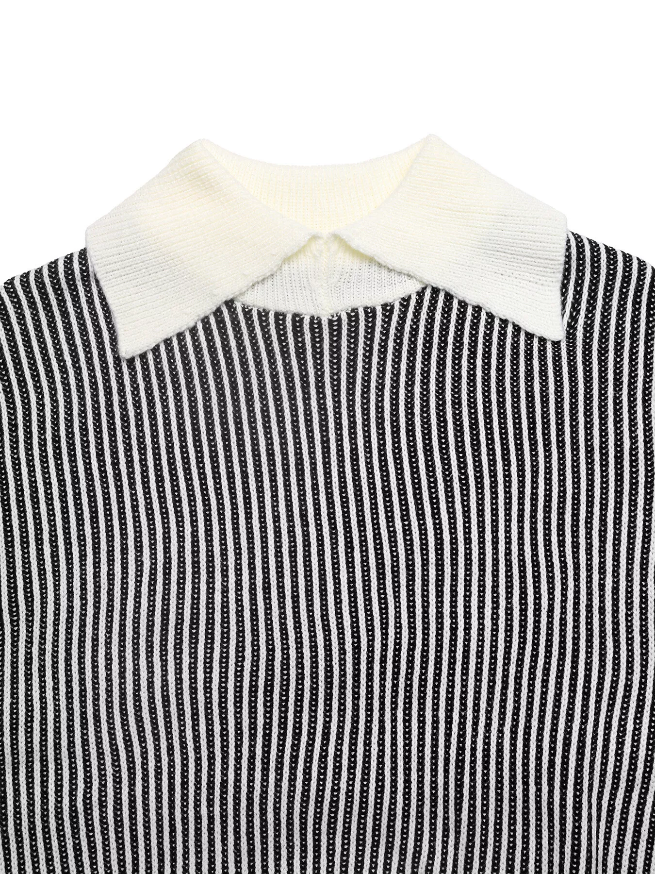 Striped Knit Sweater with Contrast Collar - Image 7
