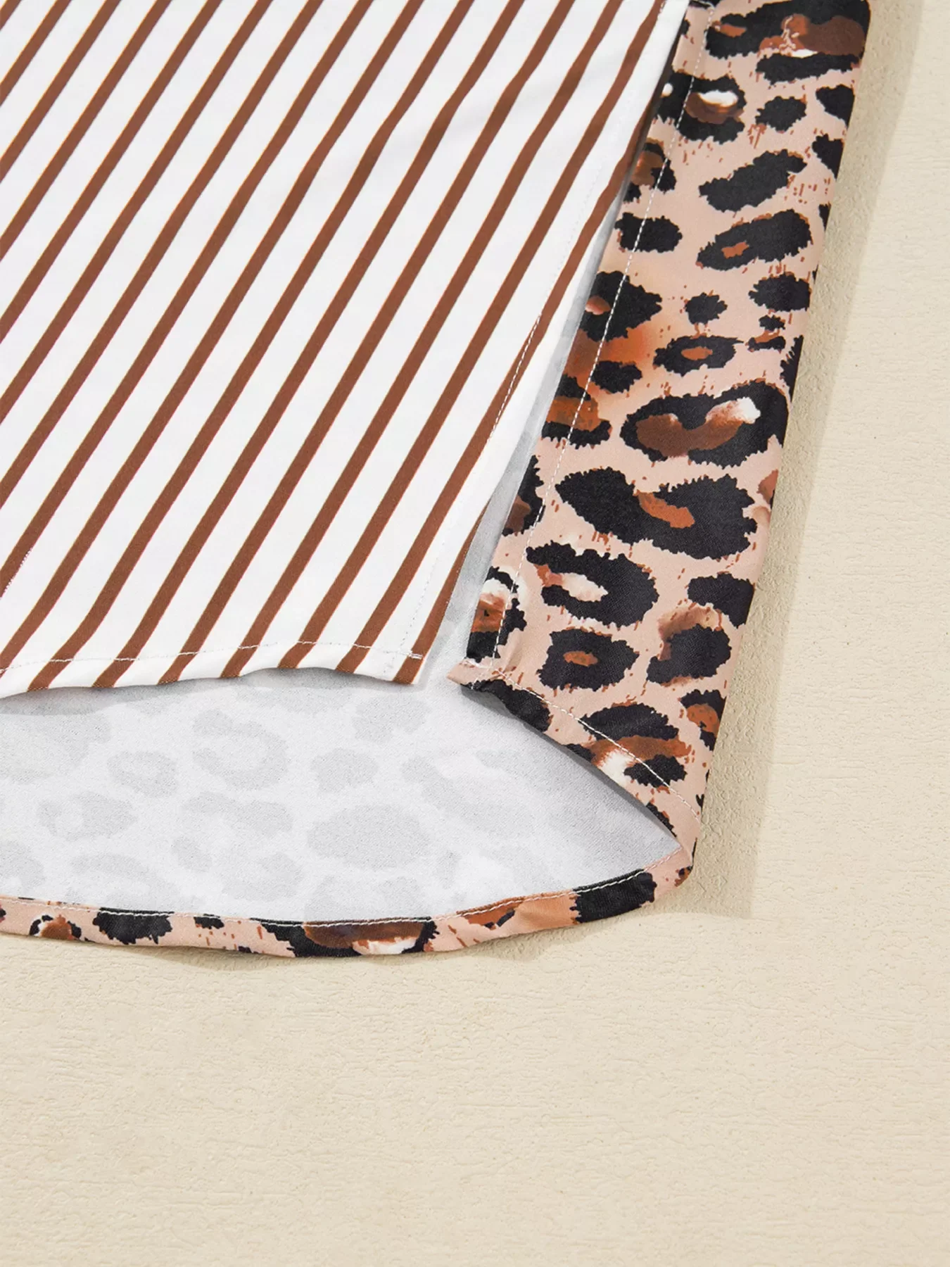 Striped Leopard Print Button Up Shirt Dress - Image 11
