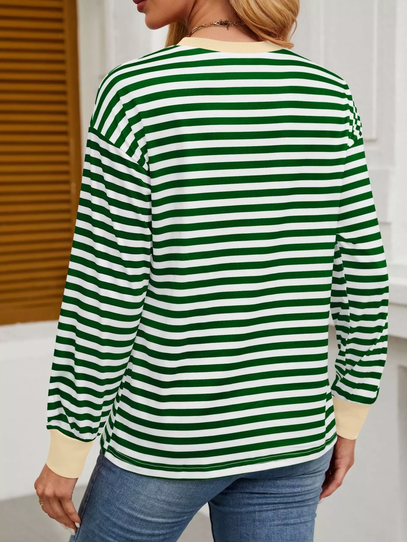 Striped Long Sleeve Casual T-Shirt - Image 35