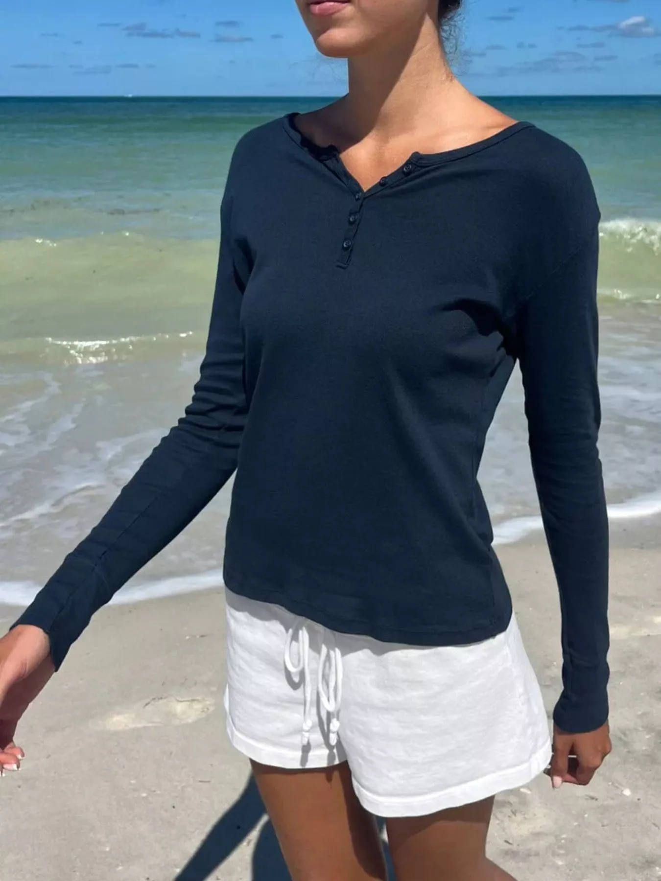 Striped Long Sleeve Henley T-Shirt - Image 23