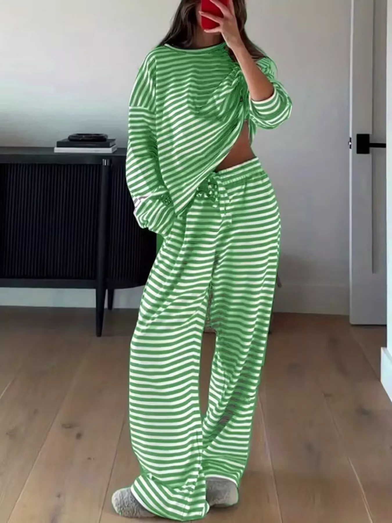 Striped Long Sleeve Top and Pants Set - Image 15