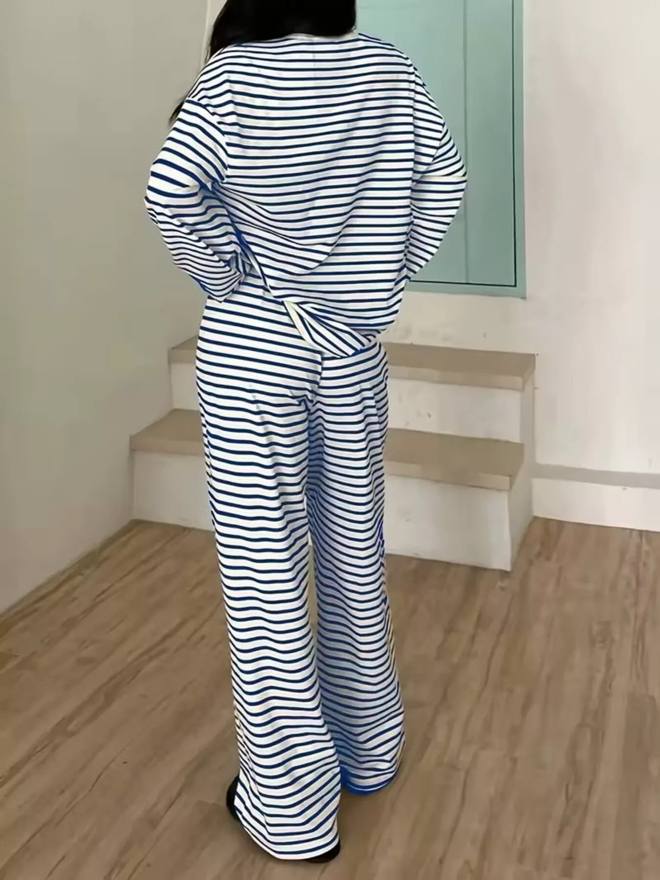 Striped Long Sleeve Top and Pants Set - Image 2