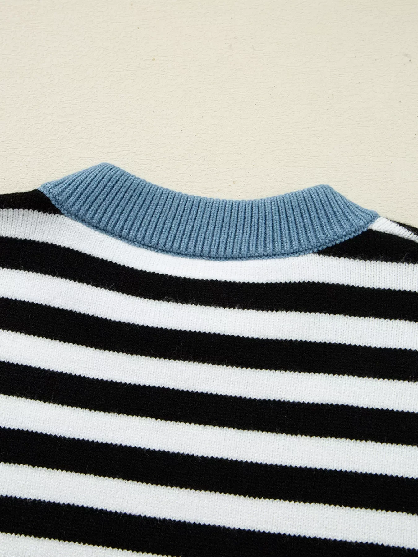 Striped Panels Colorblock Sleeve Sweater - Image 6