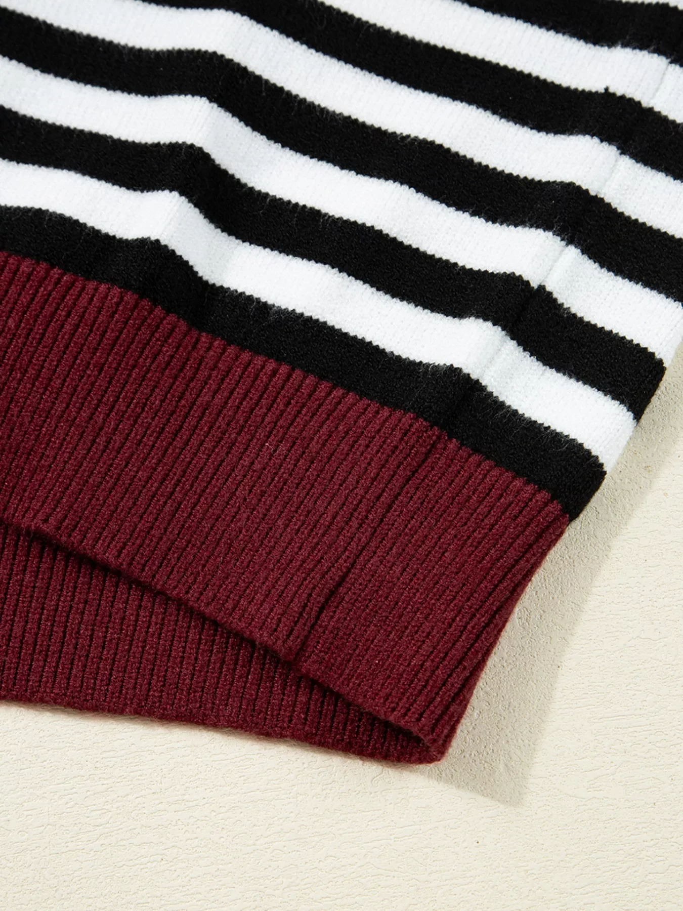 Striped Panels Colorblock Sleeve Sweater - Image 7