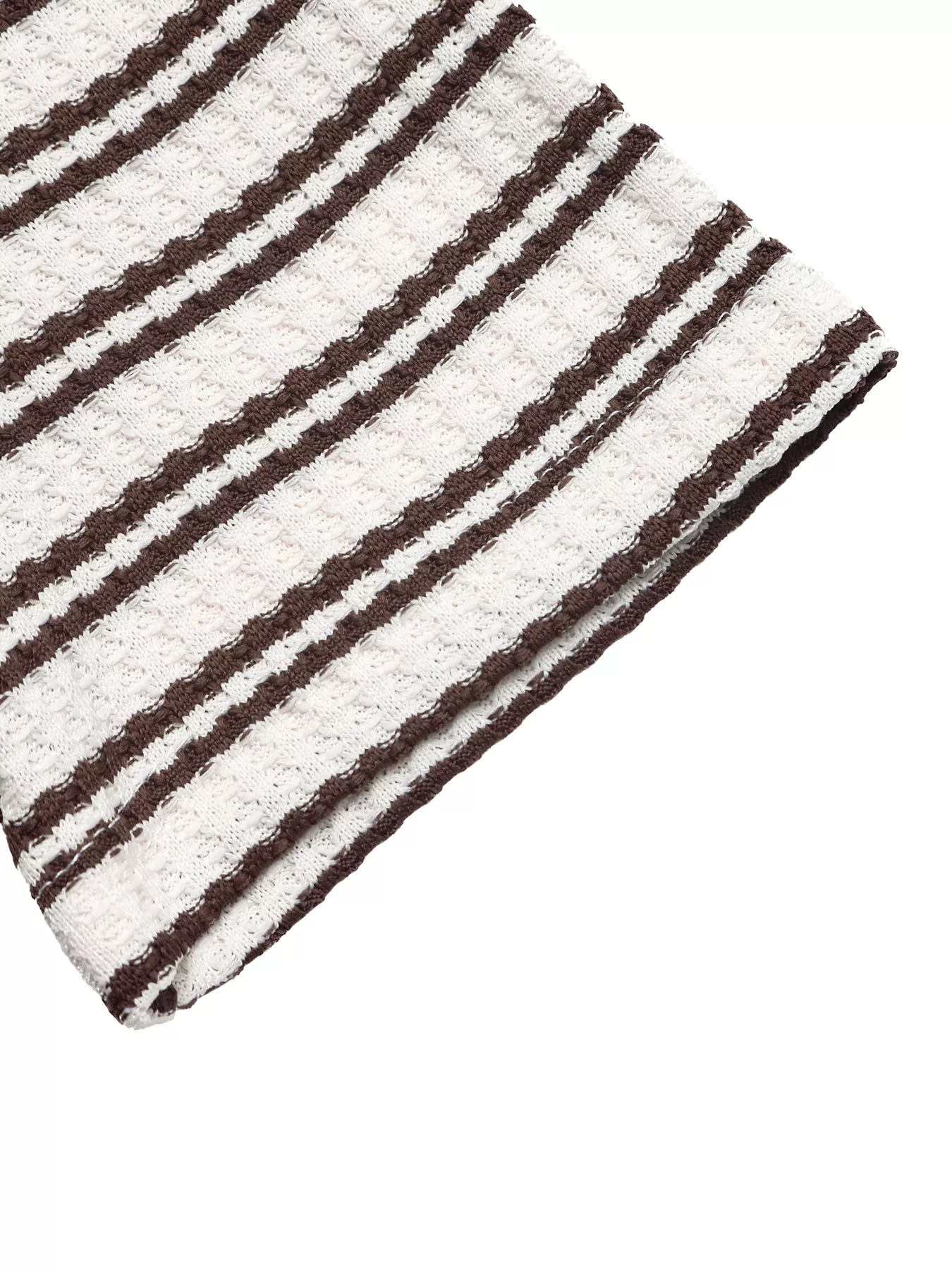 Striped Polo Collar Short Sleeve Top - Image 9