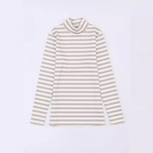 Striped Print Textured Knit Long Sleeve Tee - Image 8