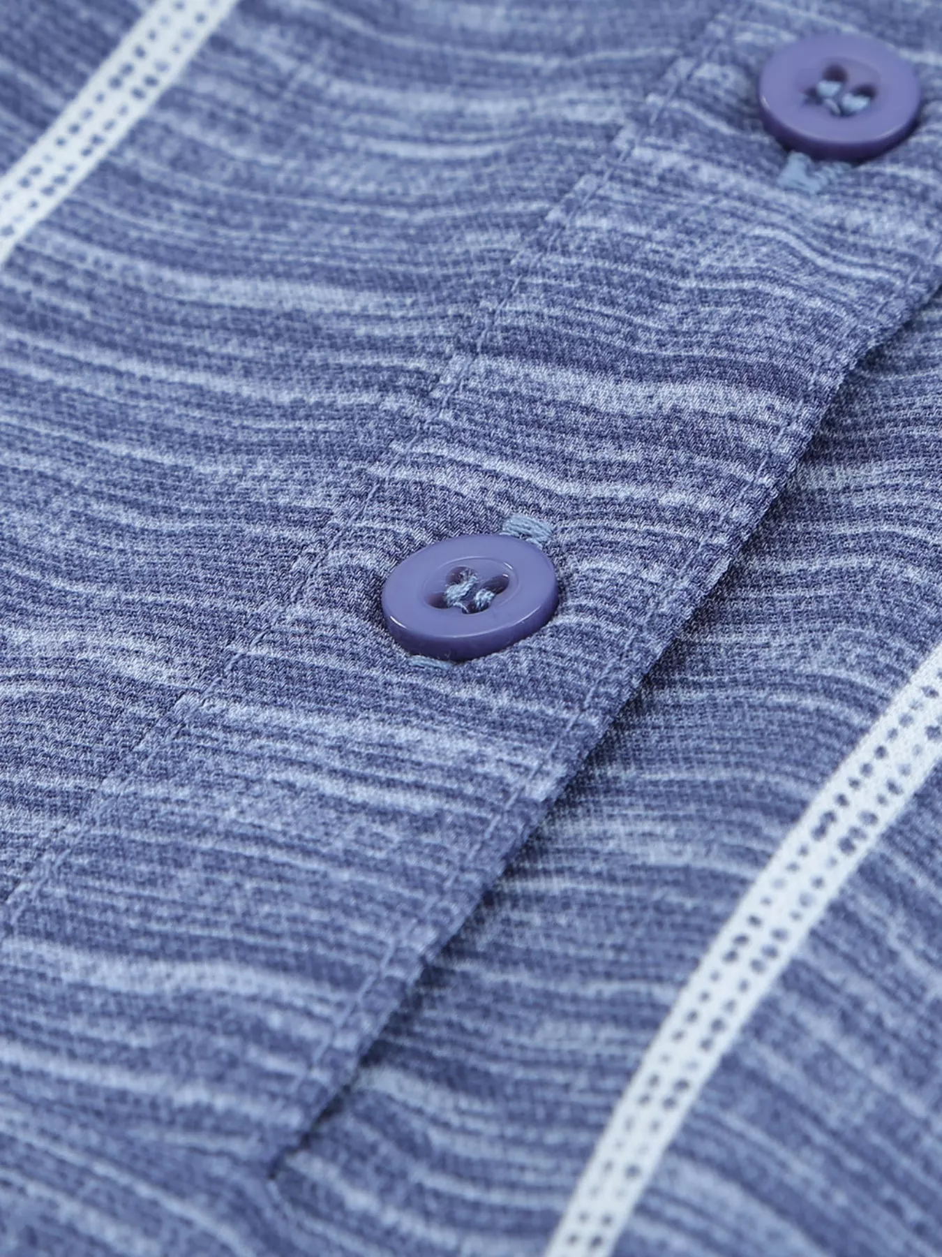 Striped Print V Neck Half Buttons Loose Blouse - Image 9