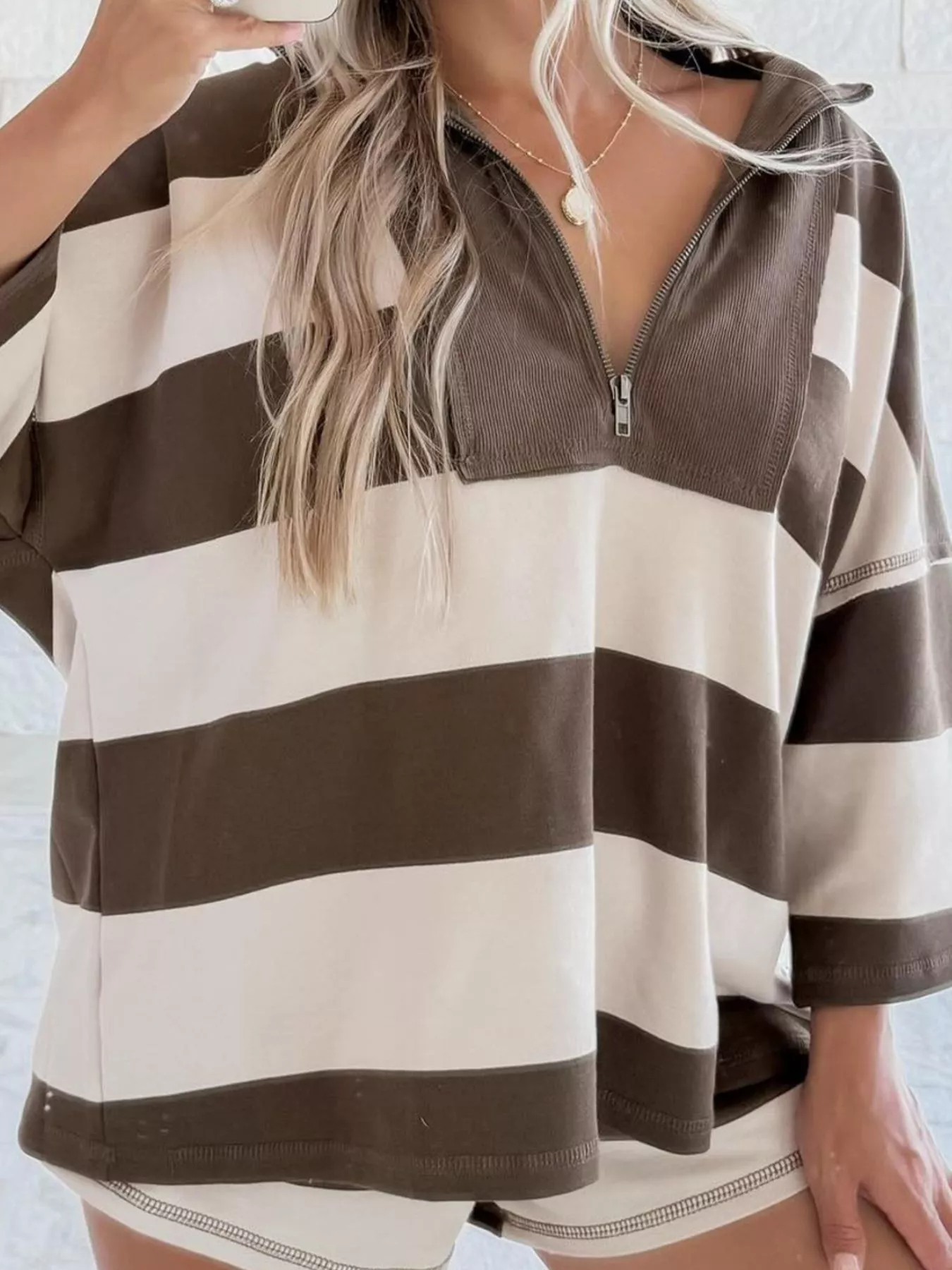 Striped Quarter-Zip Long Sleeve Sweatshirt - Image 3