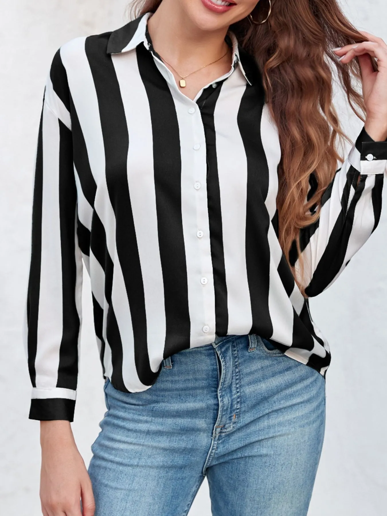Striped Relaxed Button Up Shirt - Image 12
