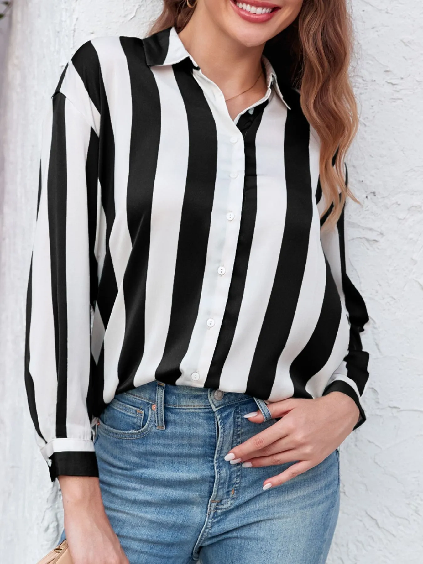 Striped Relaxed Button Up Shirt - Image 13