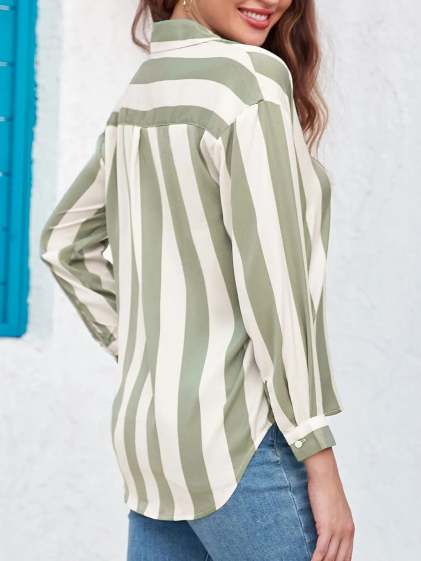 Striped Relaxed Button Up Shirt - Image 4
