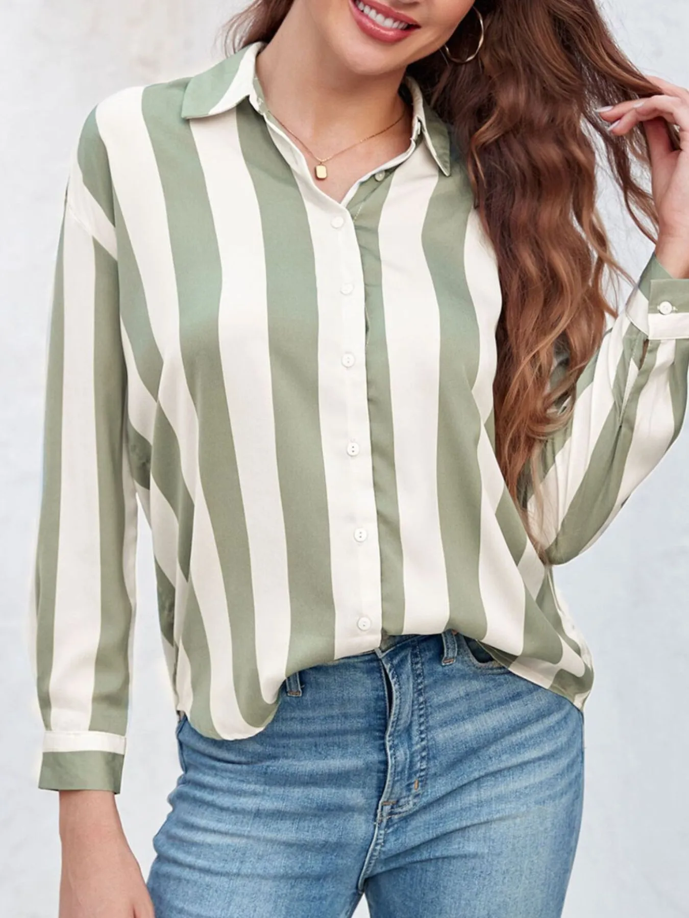 Striped Relaxed Button Up Shirt - Image 5